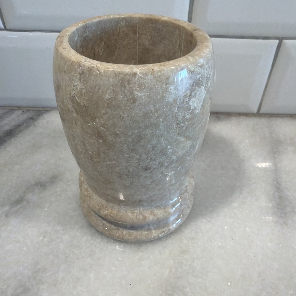 Creative Home Beige Marble Tumbler Toothbrush &‎ Brush Holder Organizer GW992